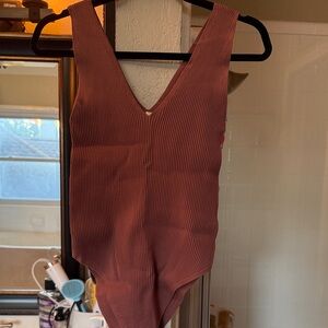 Wishlist Deep Mauve Ribbed bodysuit